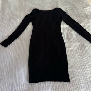 Black Long Sleeve Backless Dress